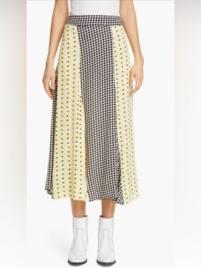 Ganni Floral Print Crepe Midi Skirt